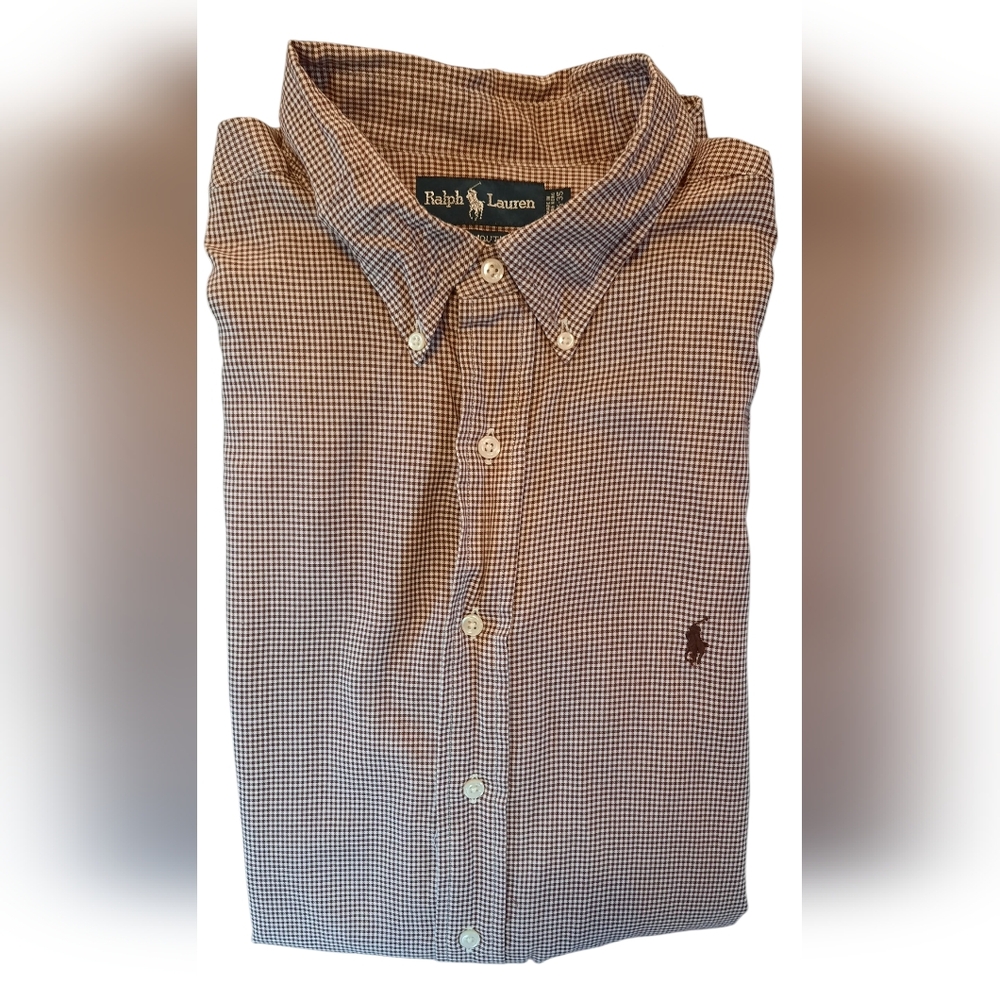 Ralph Lauren Shirt Mens Large Red Checkered Yarmouth Button Down Preppy Classic